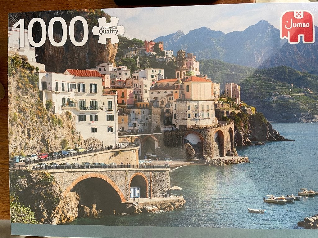 "Puzzel Amalfikust Italië" 1000 stukjes 'Jumbo' Nieuw, Ophalen of Verzenden, 500 t/m 1500 stukjes, Nieuw