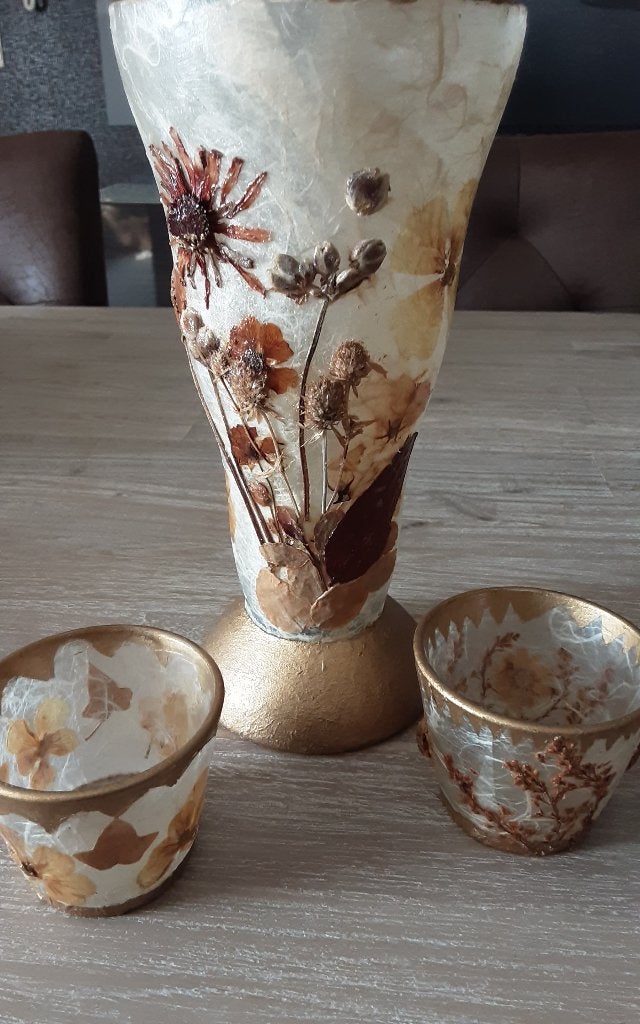 Vaasje en 2 theelichthoudertjes, 23 cm, Transparant, Nieuw, Ophalen of Verzenden