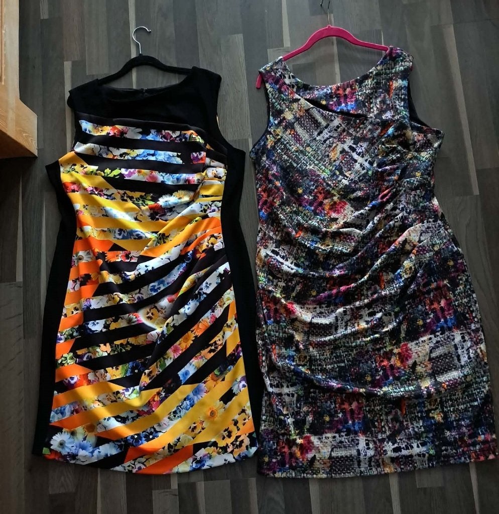 2 x Joseph Ribkoff, Jurk met abstracte print, mt 48, zgan, Kleding | Dames, Meerkleurig, Jurk, Joseph Ribkoff, Ophalen of Verzenden