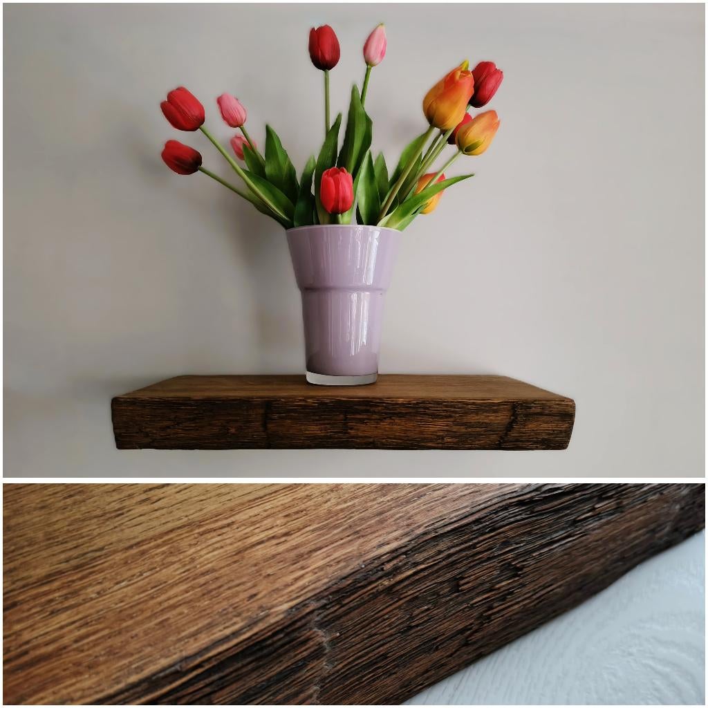 Dikke zwevende massief houten wandplank eiken 44cm #150B, Houtatelier M.Y., Info@myhoutatelier.nl, Nieuw, Ophalen of Verzenden