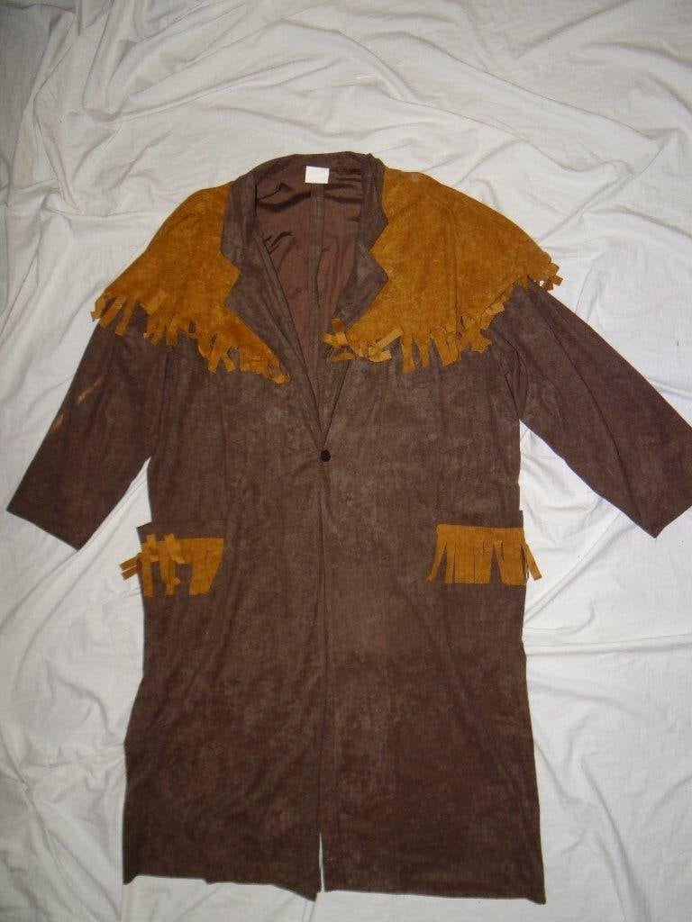 Leuke bruin/beige COWBOY/WESTERN jas + hoed, Kleding | Heren, Maat 52/54 (L), Carnaval, Ophalen of Verzenden, Kleding