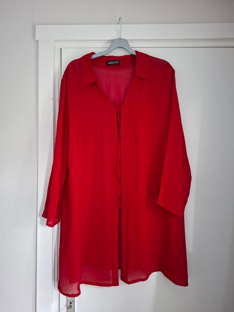 Rode lange blouse dunne stof maat 44/46, Kleding | Dames, Carleoni, Maat 46/48 (XL) of groter, Ophalen of Verzenden, Zo goed als nieuw