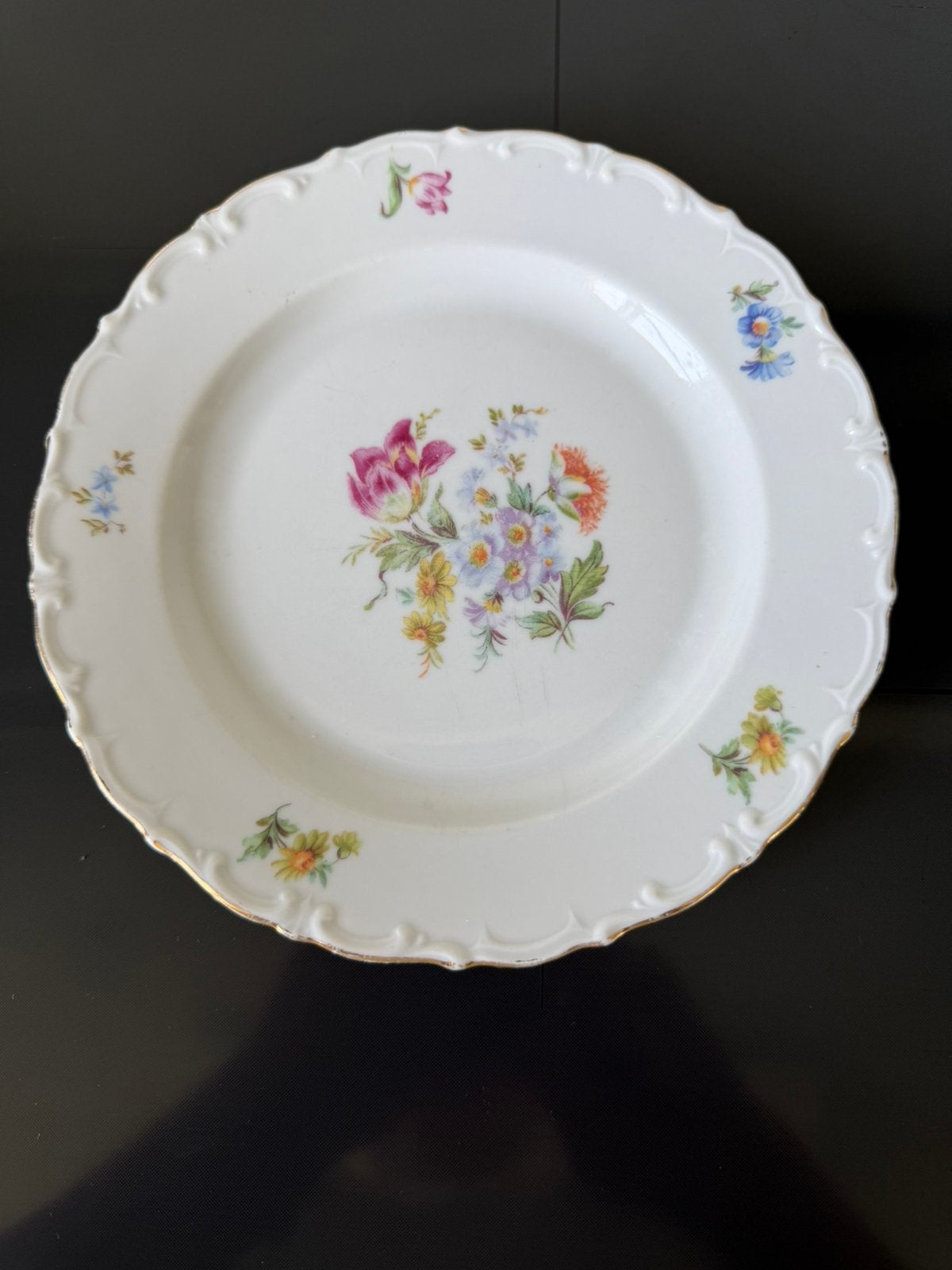 Vintage Kahla Porseleinen Bord - Jaren 50/60 - Bloemendecor, Ophalen of Verzenden