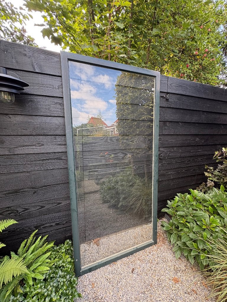 2x Houten ramen enkel glas 218,5 x 105,8cm, Ophalen, Gevelraam of Ruit, Gebruikt, 80 tot 120 cm