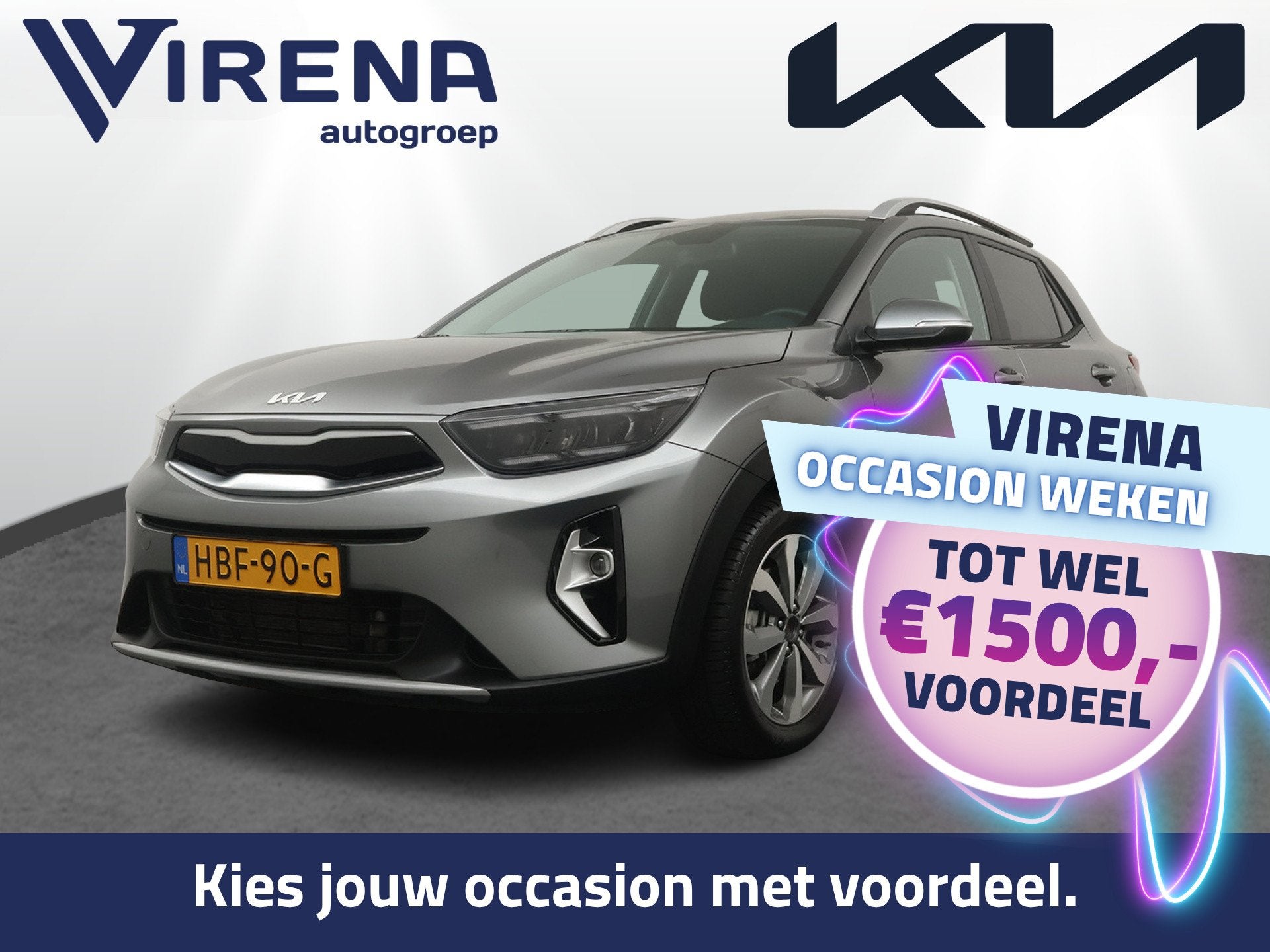 Kia Stonic 1.0 T-GDi MHEV DynamicPlusLine - Apple/Android Ca, Auto's, Voorwielaandrijving, Leder en Stof, Origineel Nederlands