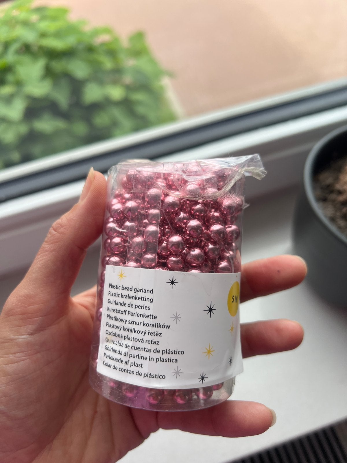 Kralenketting voor kerstboom roze, Ophalen of Verzenden