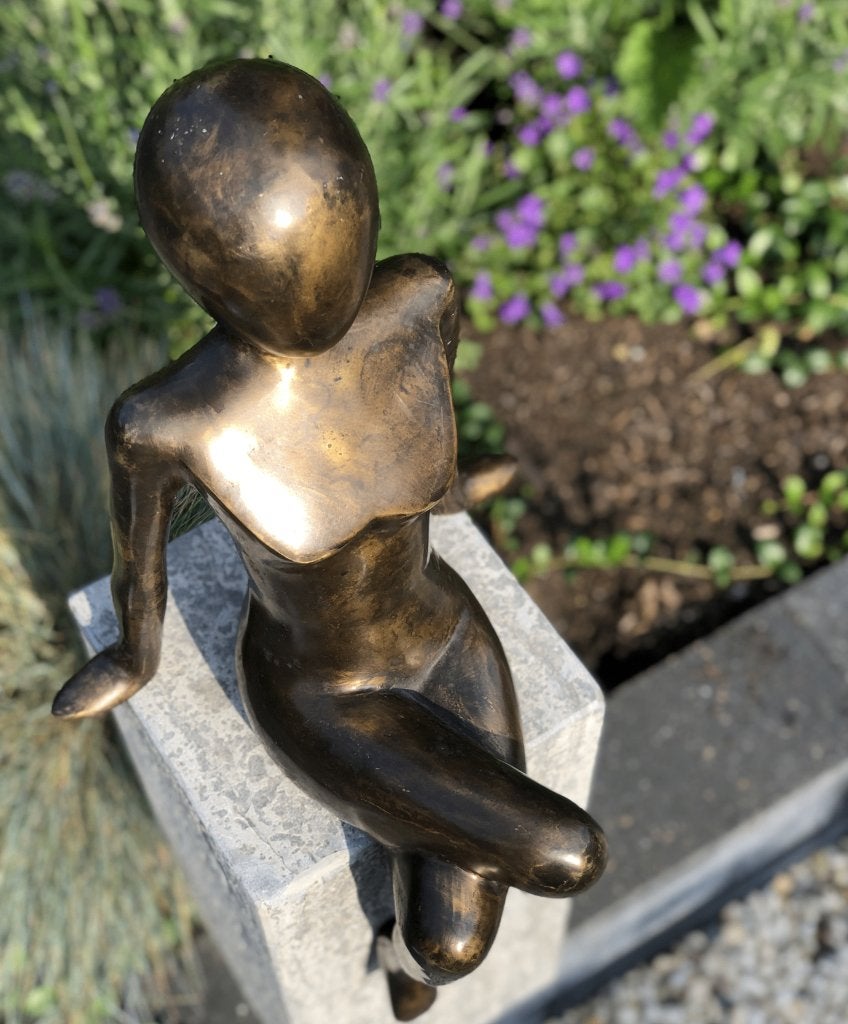 Bronzen Beeld | Jonge Vrouw Echt Brons ex sokkel, Verzenden, Nieuw, Overige materialen