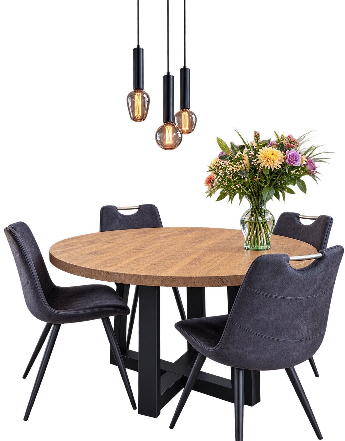 Complete eethoek incl calex lamp, Ophalen, Zo goed als nieuw, 4 tot 6 stoelen