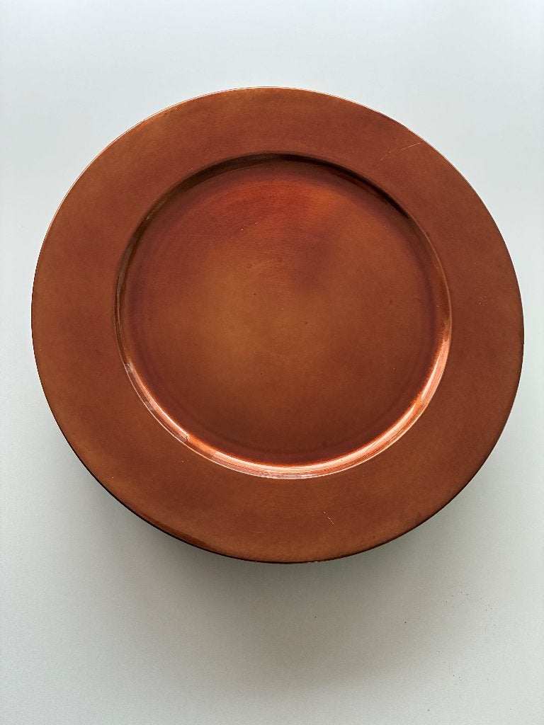 9 onderzetborden bronskleurig. kunststof. ø 31 cm., Ophalen of Verzenden, Zo goed als nieuw, Overige kleuren, Onderbord