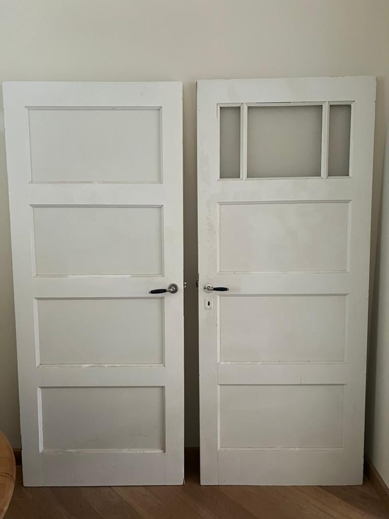 Oude (paneel) deuren 2x, Ophalen, Gebruikt, Binnendeur, Minder dan 200 cm