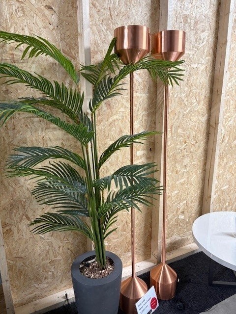 Twee zeer mooie vloerlampen – Metal Torch Copper, Ophalen, Zo goed als nieuw, Metaal, 150 tot 200 cm