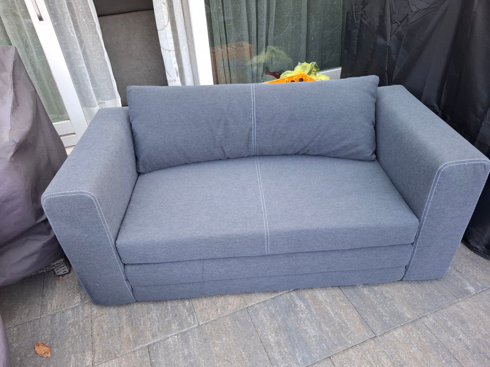 Grijze Ikea Slaapbank, Ophalen of Verzenden, Zo goed als nieuw, Tweepersoons, 140 cm