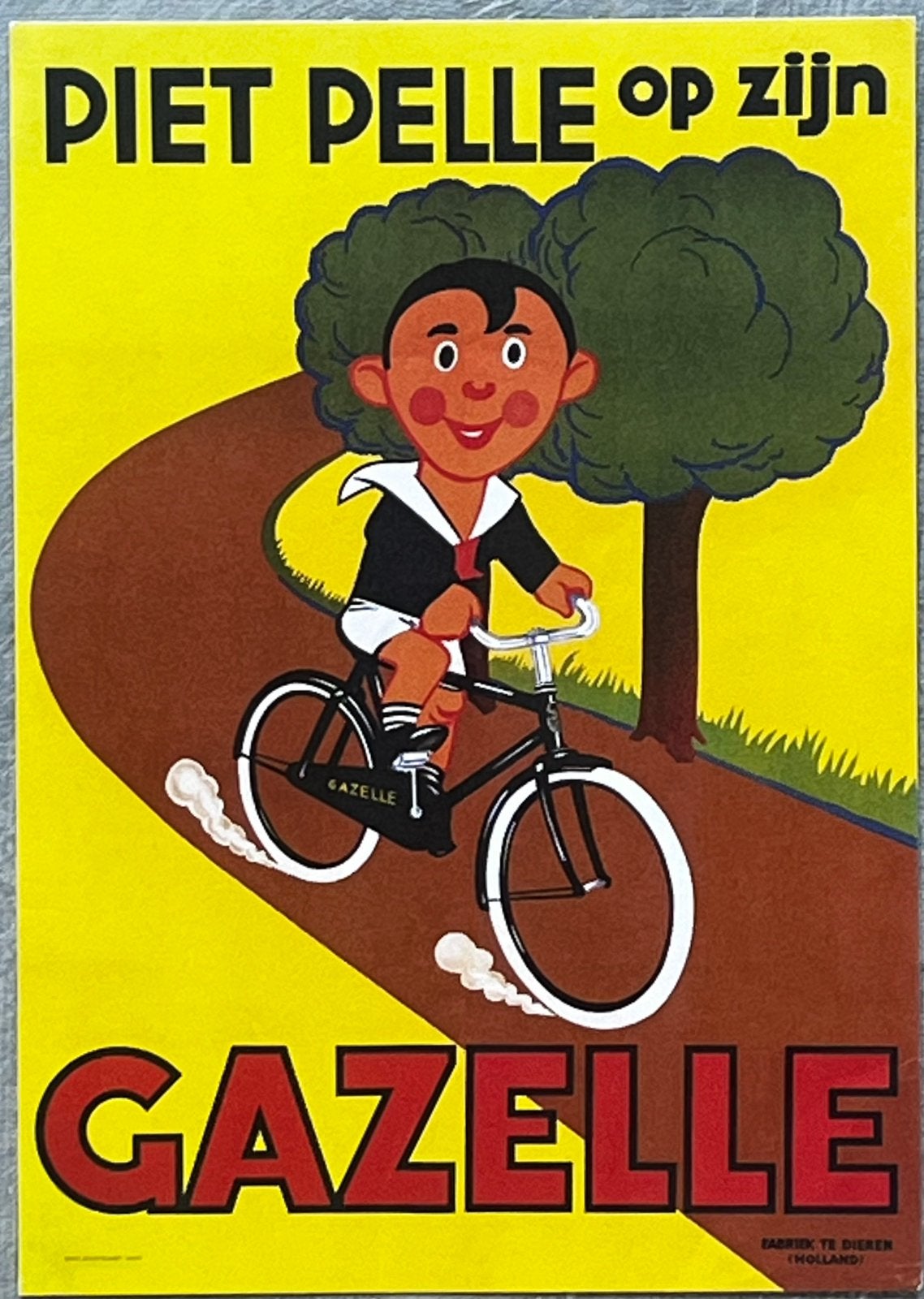 showcard rijwiel tentoonstelling Piet Pelle Gazelle 85 jaar, Ophalen of Verzenden, Zo goed als nieuw, Overige typen