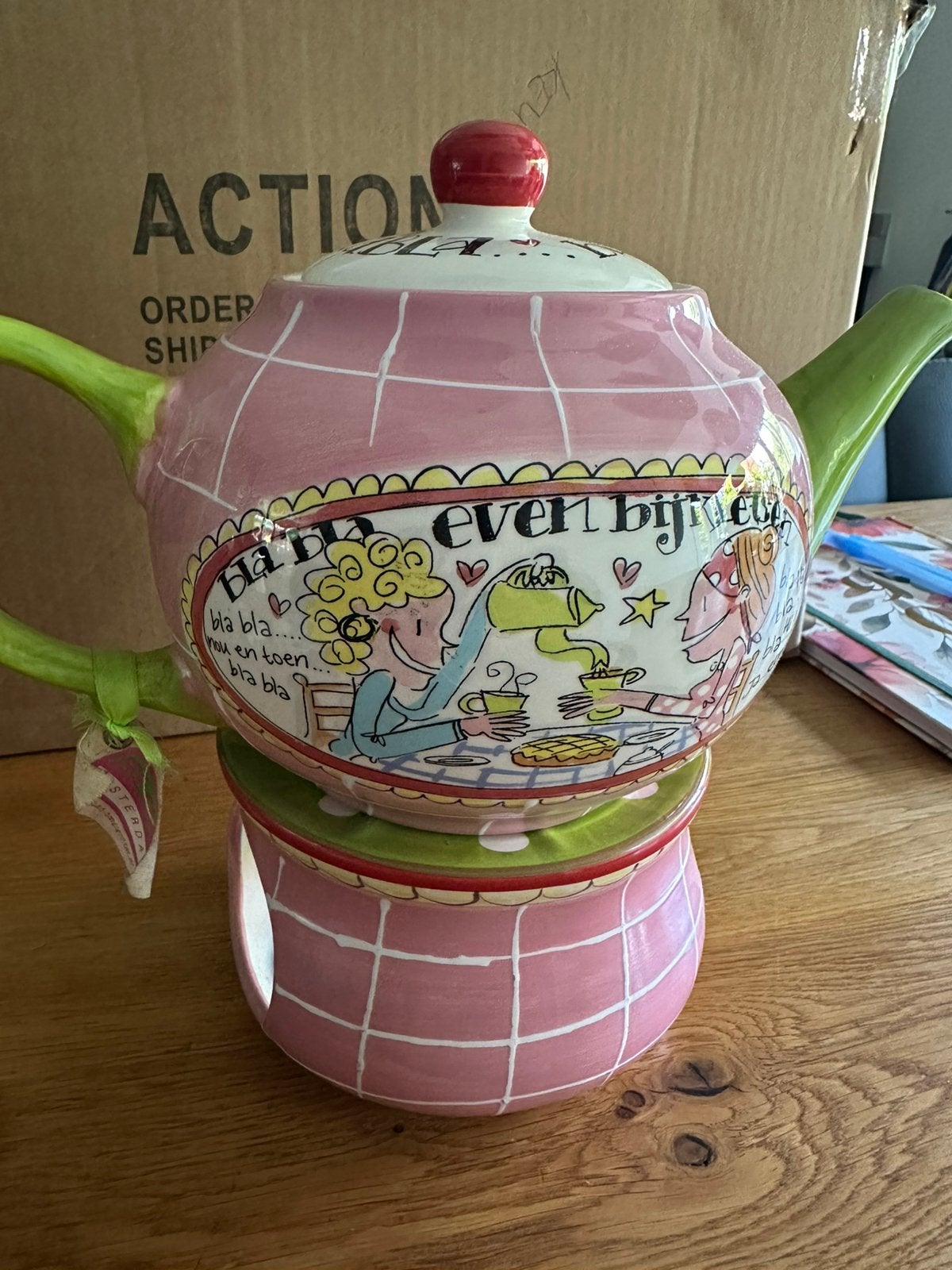 Blond, theepot en warmhouder, Ophalen, Zo goed als nieuw, Aardewerk, Overige typen