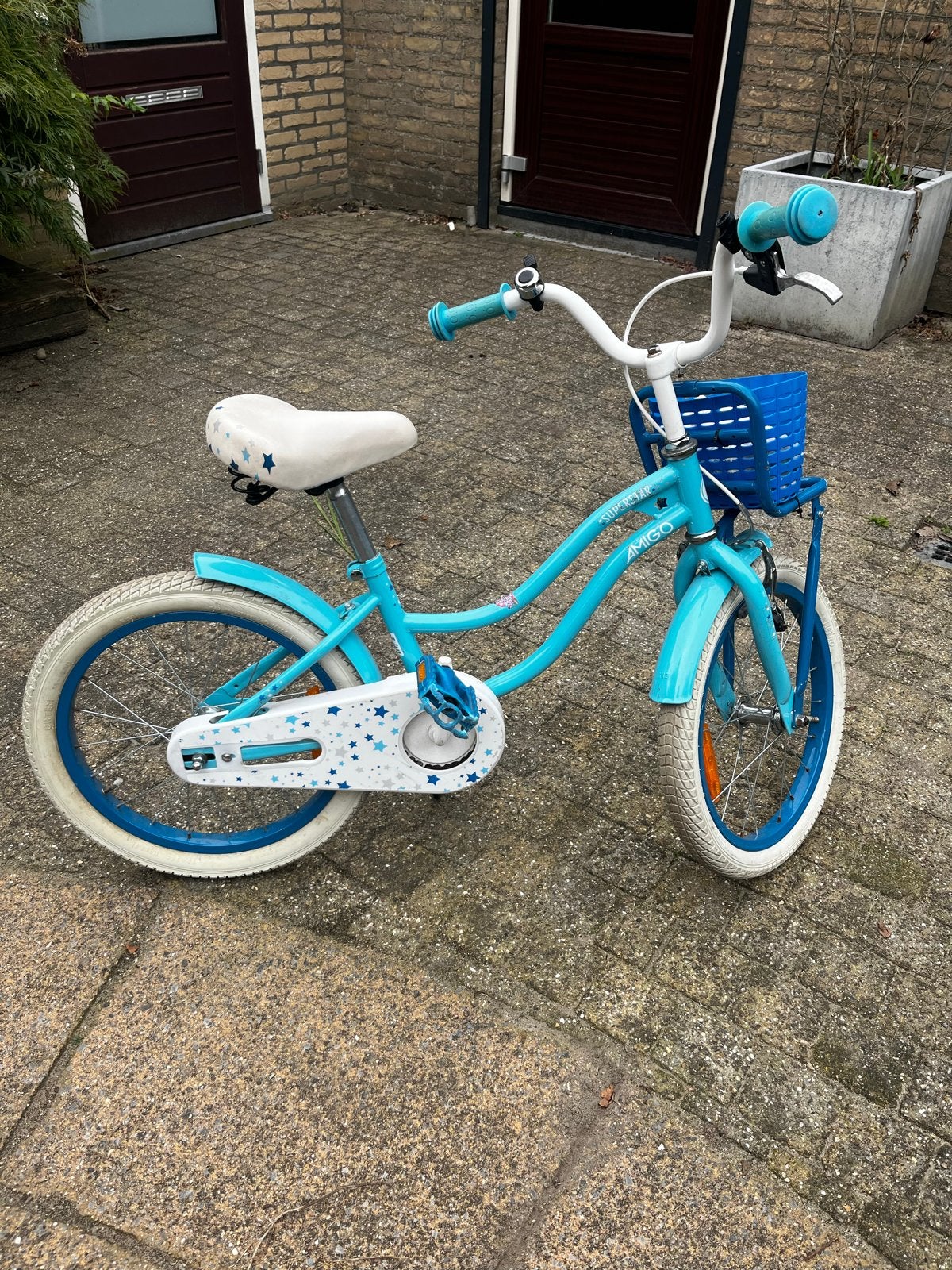 Amigo Kinderfiets 18 inch - Blauw, Ophalen, Gebruikt, Terugtraprem, 16 tot 20 inch