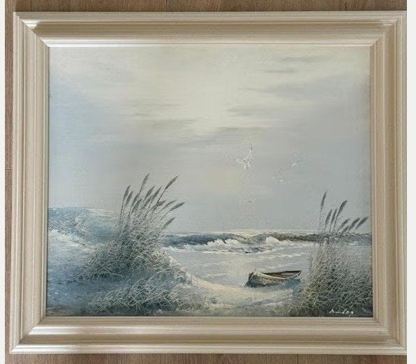 Olieverf schilderij, schilder Dunlop, Ophalen, Doek, Landschap, Olieverf