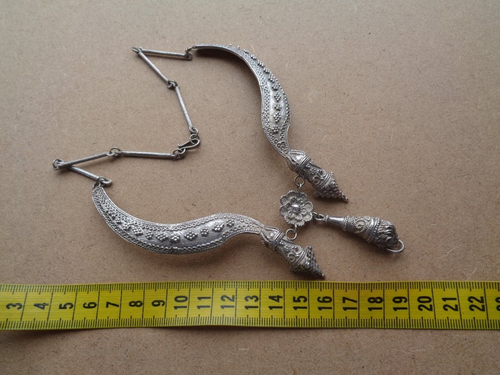 zilveren aparte etnische Miao ketting [928], Sieraden, Tassen en Uiterlijk, Antieke sieraden, Verzenden, Zilver, Ketting