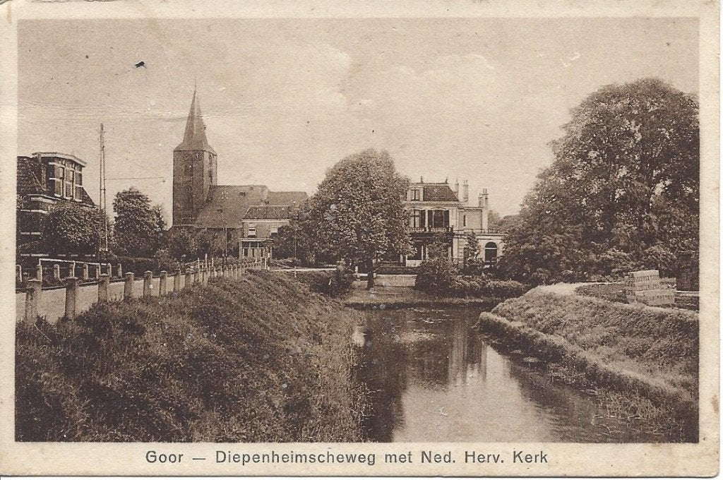 Goor (Ov.) Diepenheimscheweg met Ned. Herv. Kerk, gelopen, Ophalen of Verzenden, 1920 tot 1940, Gelopen, Overijssel