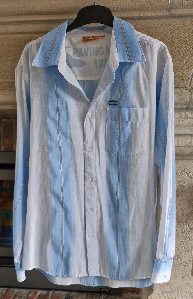 It's Noize Heren Overhemd-blauw/wit-XL-lange mouwen, Zo goed als nieuw, It's Noize, Halswijdte 43/44 (XL), Verzenden