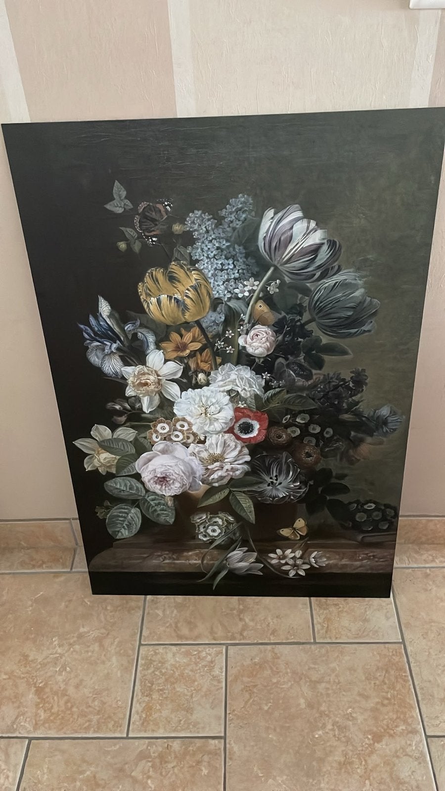 Prachtig klassiek bloemenschilderij - Olieverf op doek, Antiek en Kunst, Kunst | Schilderijen | Klassiek, Doek, Handgeschilderd