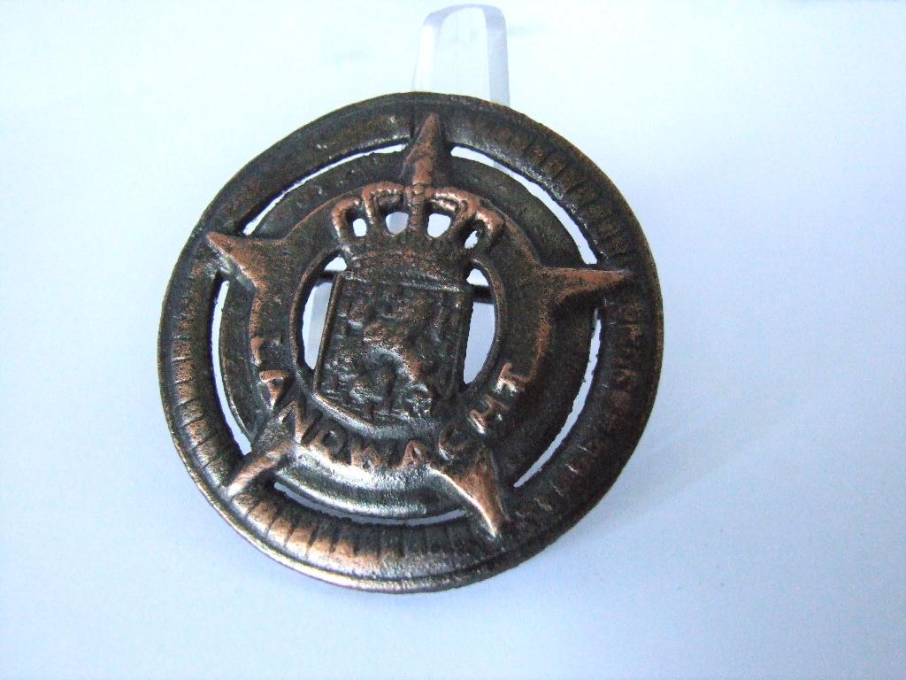 Embleem,Badge,KNIL,Landwacht,WWII,Koper, Verzenden, Landmacht, Nederland, Embleem of Badge