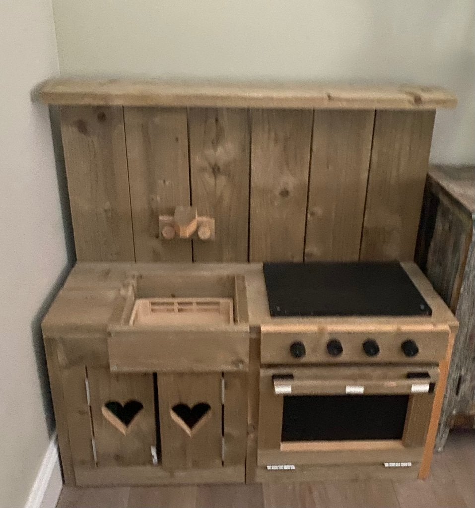 Steigerhouten kinderkeukentje, Ophalen, Zo goed als nieuw, Hout, Speelkeuken
