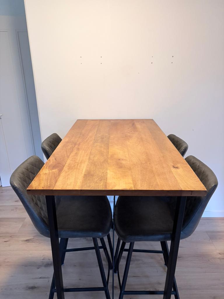 Bartafel set met 4 stoelen, Huis en Inrichting, Tafels | Statafels, Ophalen, Zo goed als nieuw