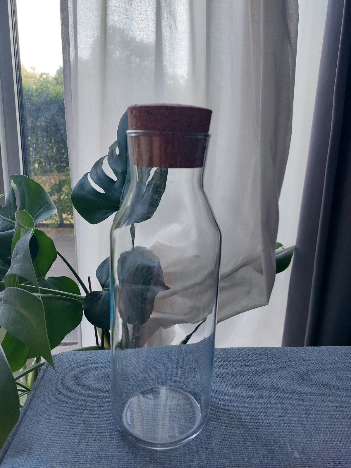 Ikea cork carafe bottle 0.5l, Glas, Ophalen, Zo goed als nieuw, Met kurk