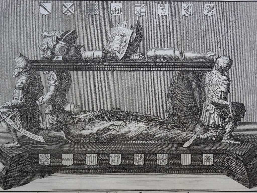 gravure Praalgraf Engelbert II van Nassau heer Breda 1740, Verzenden, Architectuur, Gravure, Origineel