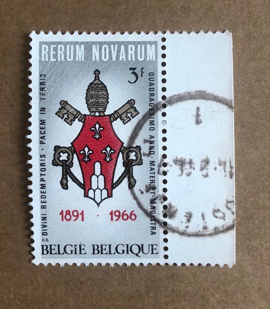 Belgische postzegel 1966 - Rerum Novarum, gestempeld, Met stempel, Frankeerzegel, Ophalen of Verzenden, Gestempeld