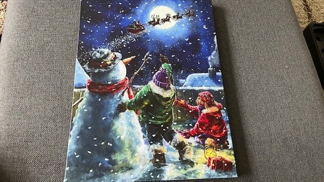 Kerst schilderij 38x28 cm met verlichting, Ophalen of Verzenden, Gebruikt