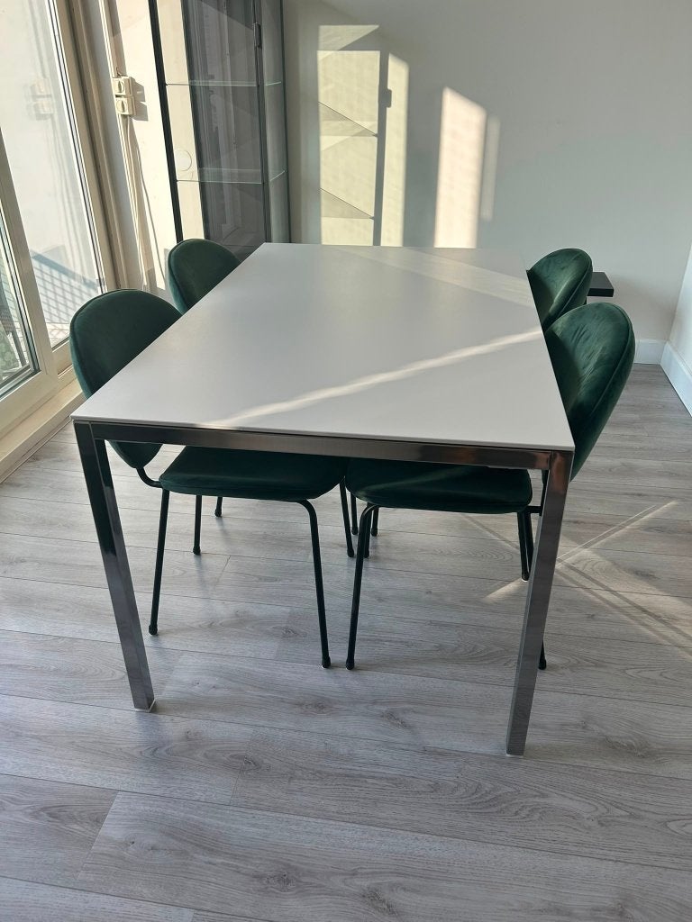 IKEA TORSBY eettafel wit keramiek 135x85 cm, Ophalen, 100 tot 150 cm, 50 tot 100 cm, Zo goed als nieuw