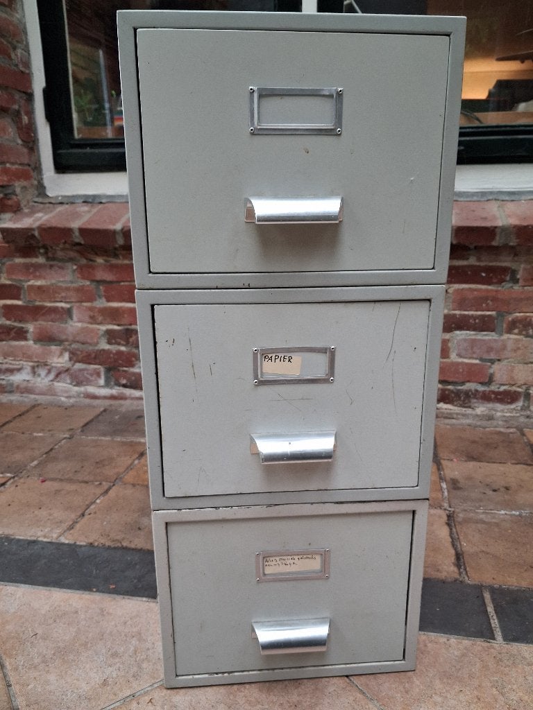 Vintage metalen ladekastje met 3 laden, Huis en Inrichting, Kasten | Ladekasten, Ophalen, Minder dan 50 cm, Gebruikt, 1 of 2 laden