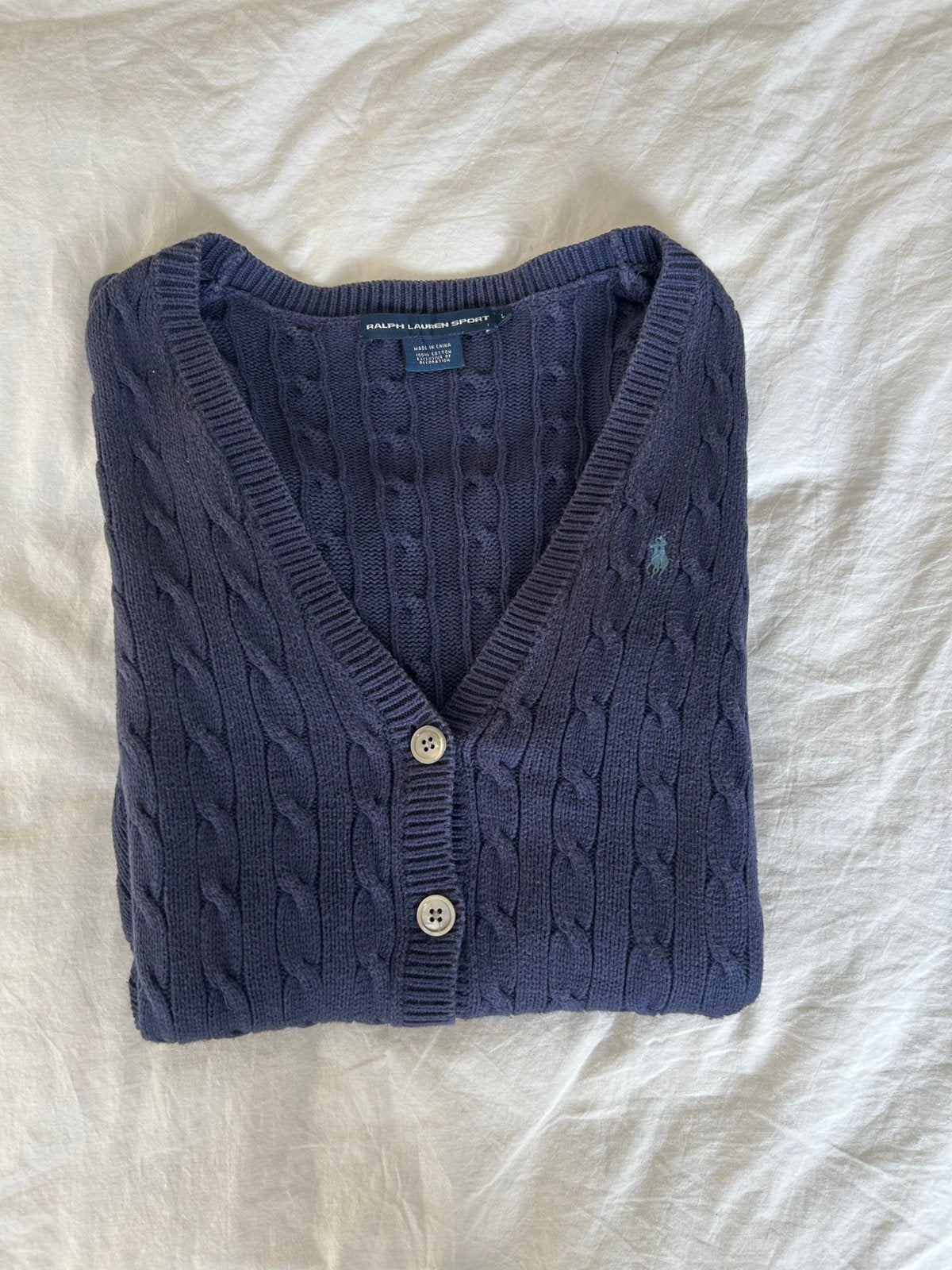Ralph Lauren cardigan, Ophalen of Verzenden, Zo goed als nieuw, Maat 52/54 (L), Blauw