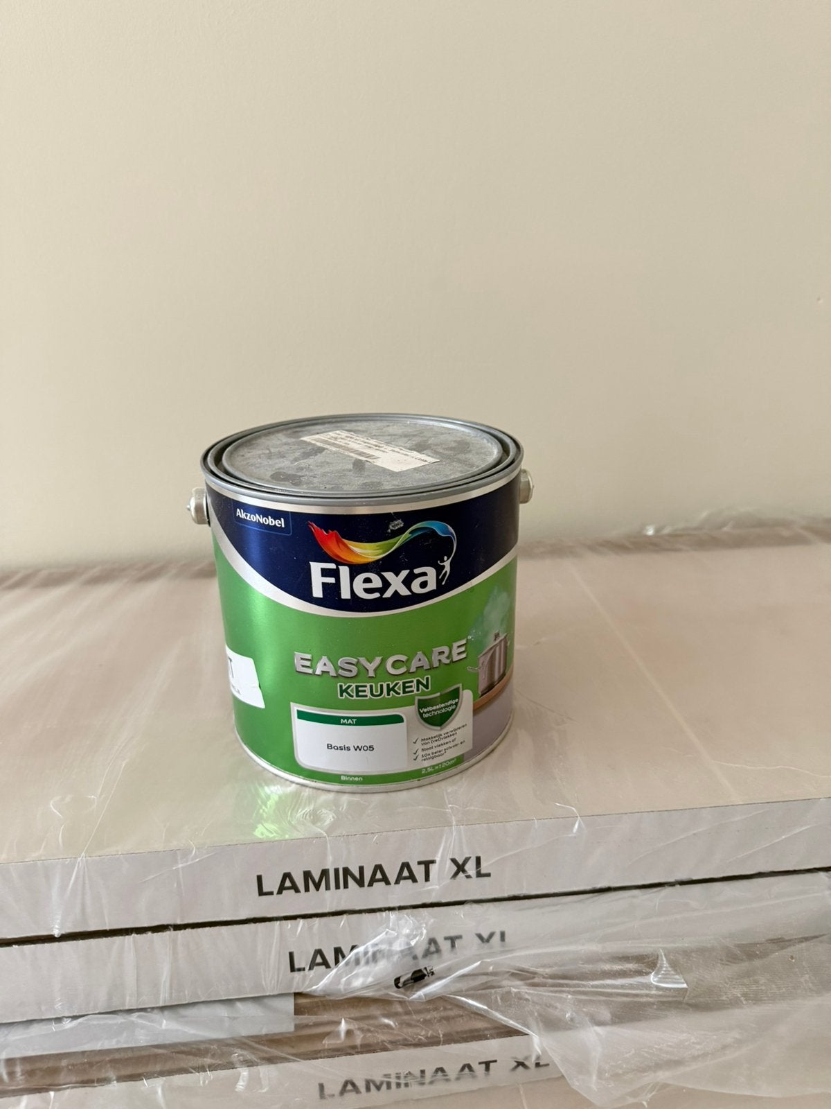 Flexa EasyCare Keuken muurverf – Mat – Basis W05, Ophalen, Zo goed als nieuw, Wit