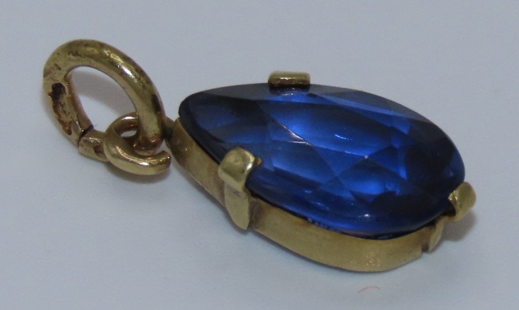 KETTING HANGER GOUD MET FACET GESLEPEN EDELSTEEN/SAFFIER, Verzenden, Goud, Hanger, Met edelsteen