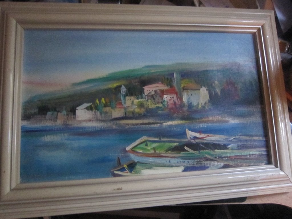 MooiImpressionistisch olieverfschilderijtje, water,landschap, Antiek en Kunst, Kunst | Schilderijen | Klassiek, Ophalen of Verzenden