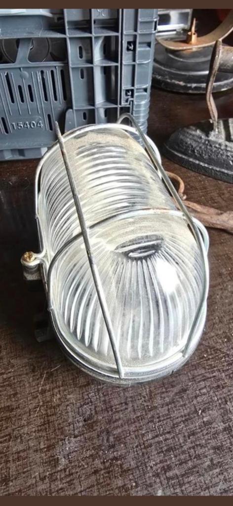 Vintage antieke Kooilamp - staal - Glas - bakeliet €20, Ophalen of Verzenden
