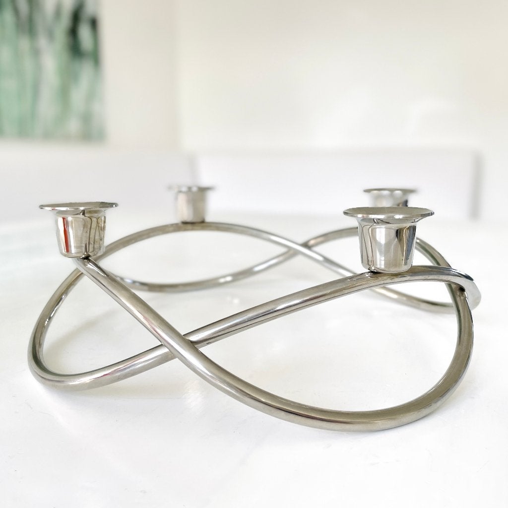Georg Jensen KANDELAAR Deens design klassieker rvs chroom, 9 cm, Gebruikt, -, -