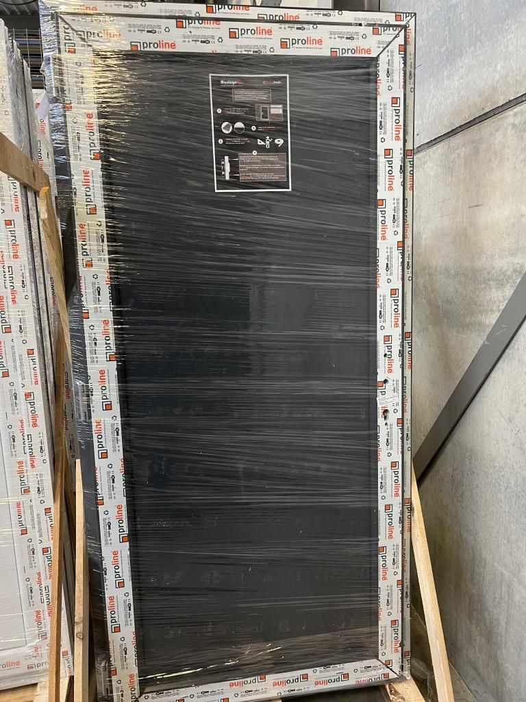 Kunststof buitendeur 98 x 200 antraciet RAL 7016 houtnerf, Niet ingevuld, 80 tot 100 cm, Niet ingevuld, Nieuw