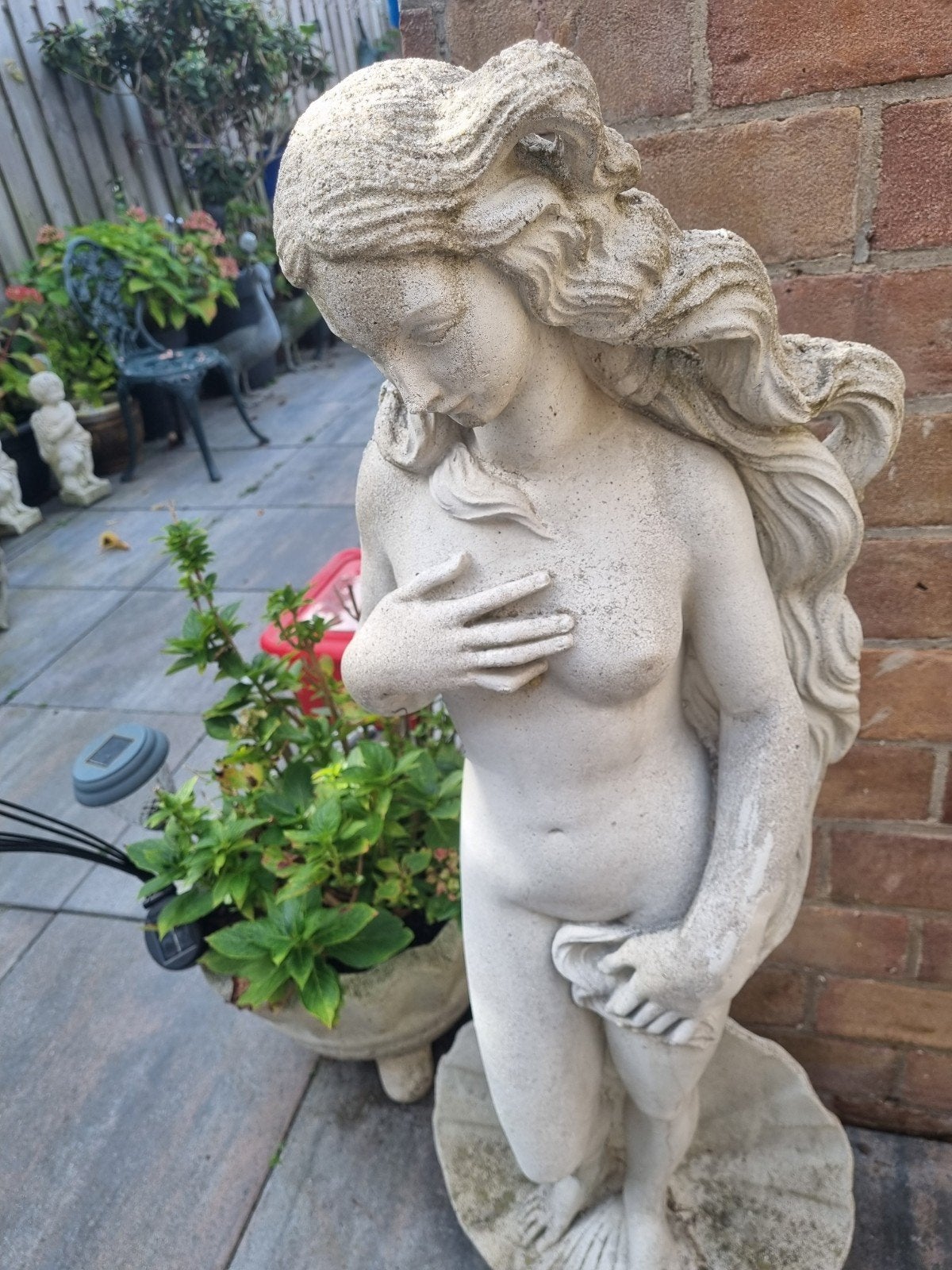 Prachtig Vrouwenbeeld voor Tuin of Terras, Tuin en Terras, Ophalen of Verzenden, Gebruikt, Beton, Mensenbeeld