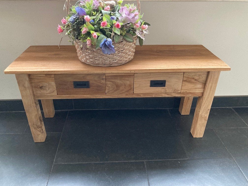 TEAKHOUT HALBANKJE, TV MEUBEL 90 CM, Huis en Inrichting, -, -, Teakhout, Nieuw