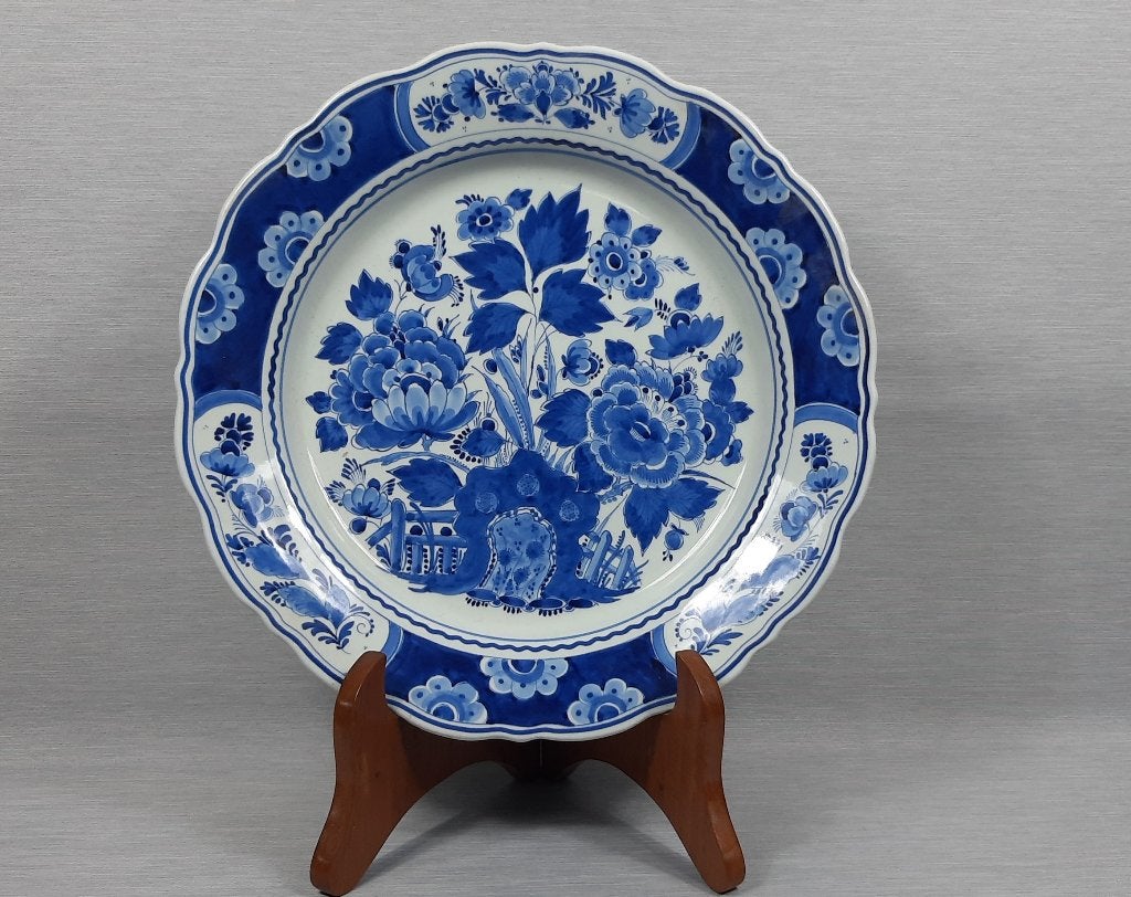 a003-De Porceleyne Fles, Delfts blauw wandbord, bloemen., Antiek en Kunst, Ophalen of Verzenden