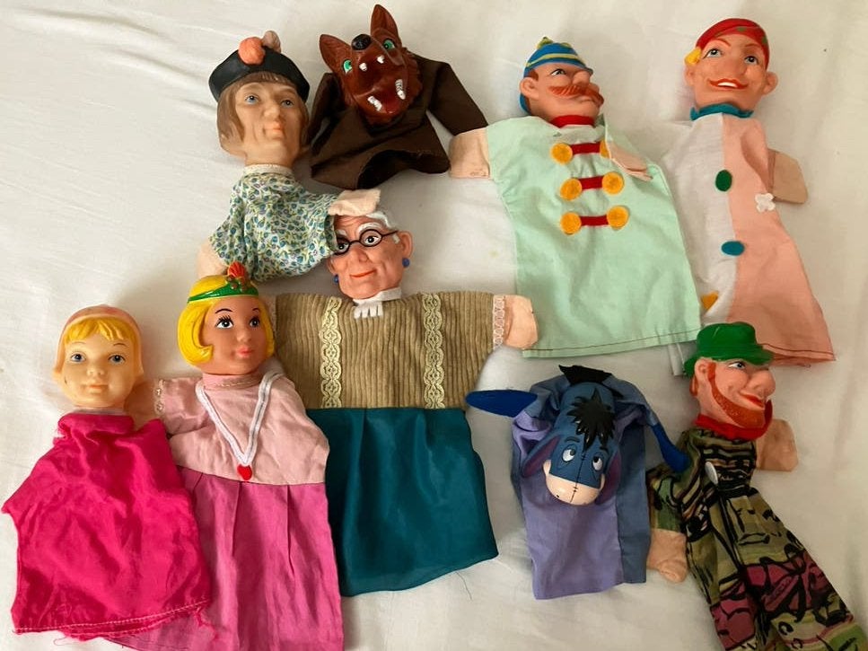 Poppenkast poppen vintage handpop, Kinderen en Baby's, Ophalen of Verzenden, Zo goed als nieuw, Overige typen