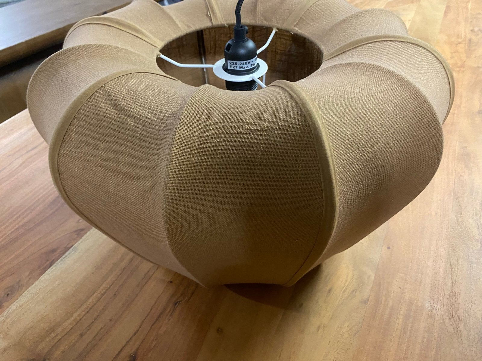 Hanglamp Sora 1 Bruine Stof 48 cm Vintage Retro Nieuw, Ophalen, Nieuw, Textiel, E27 (groot)