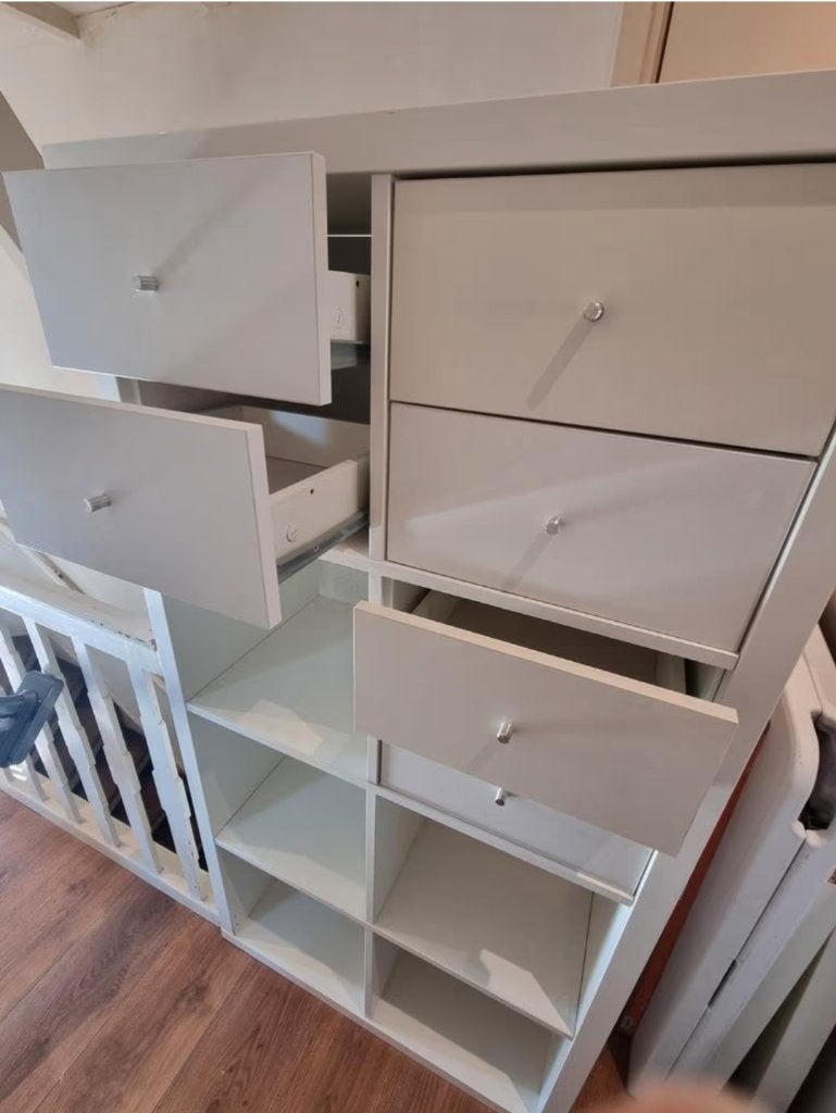 8x LADEN inc. Inzetten wit Kallax Ikea o.a. hoogglans, Ophalen, Zo goed als nieuw