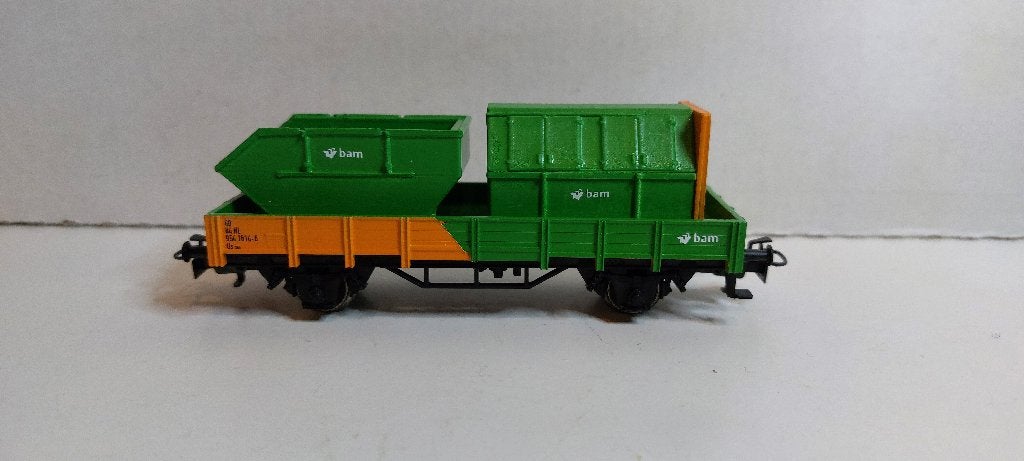 Bam Rongenwagon met Puin en Afsluitbare Container (02), Wisselstroom, Wagon, Ophalen of Verzenden, Märklin