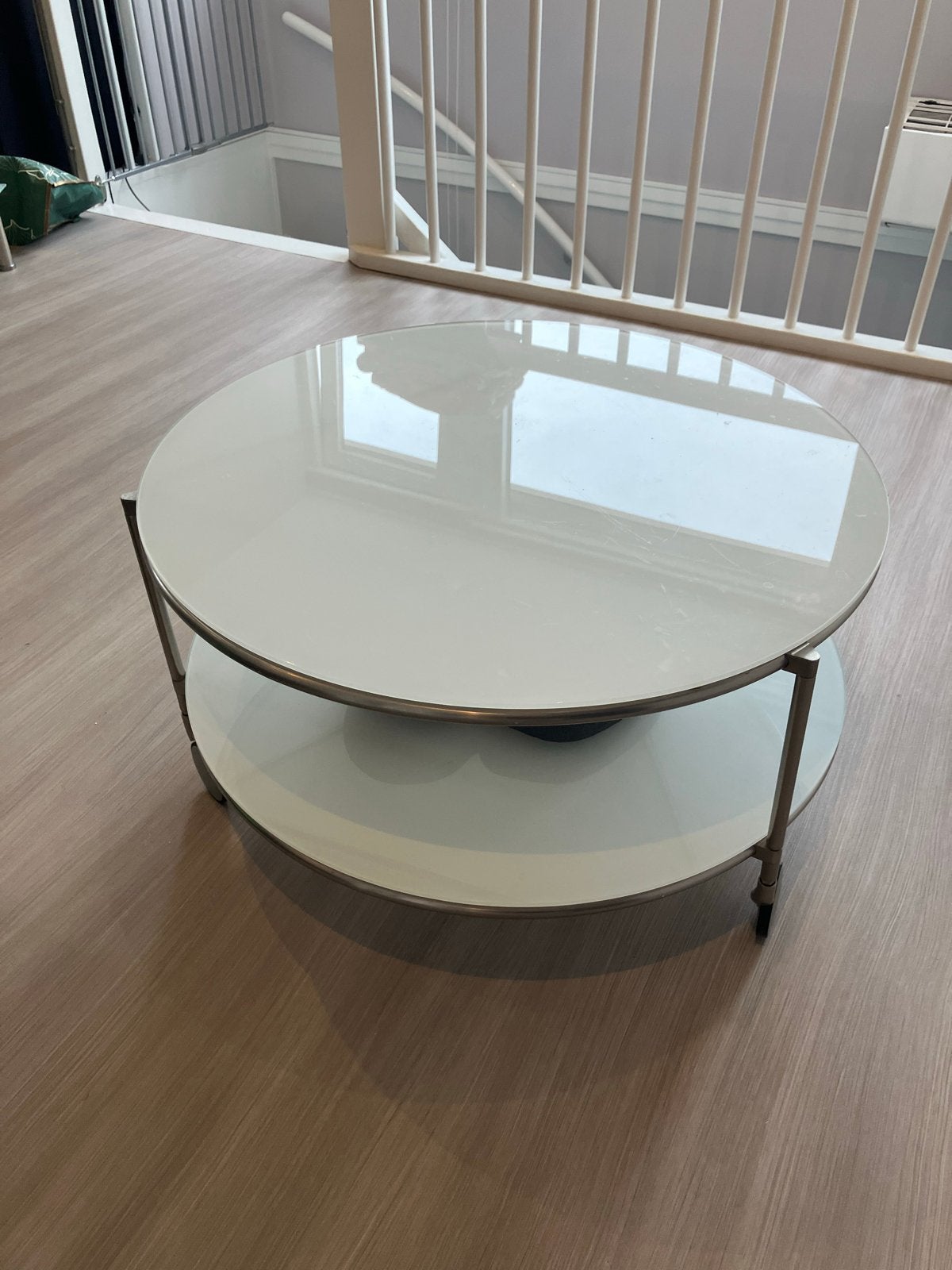 IKEA STRIND Salontafel - Rond, Glas en Metaal, Huis en Inrichting, Tafels | Salontafels, Ophalen, Gebruikt, Rond, 50 tot 100 cm