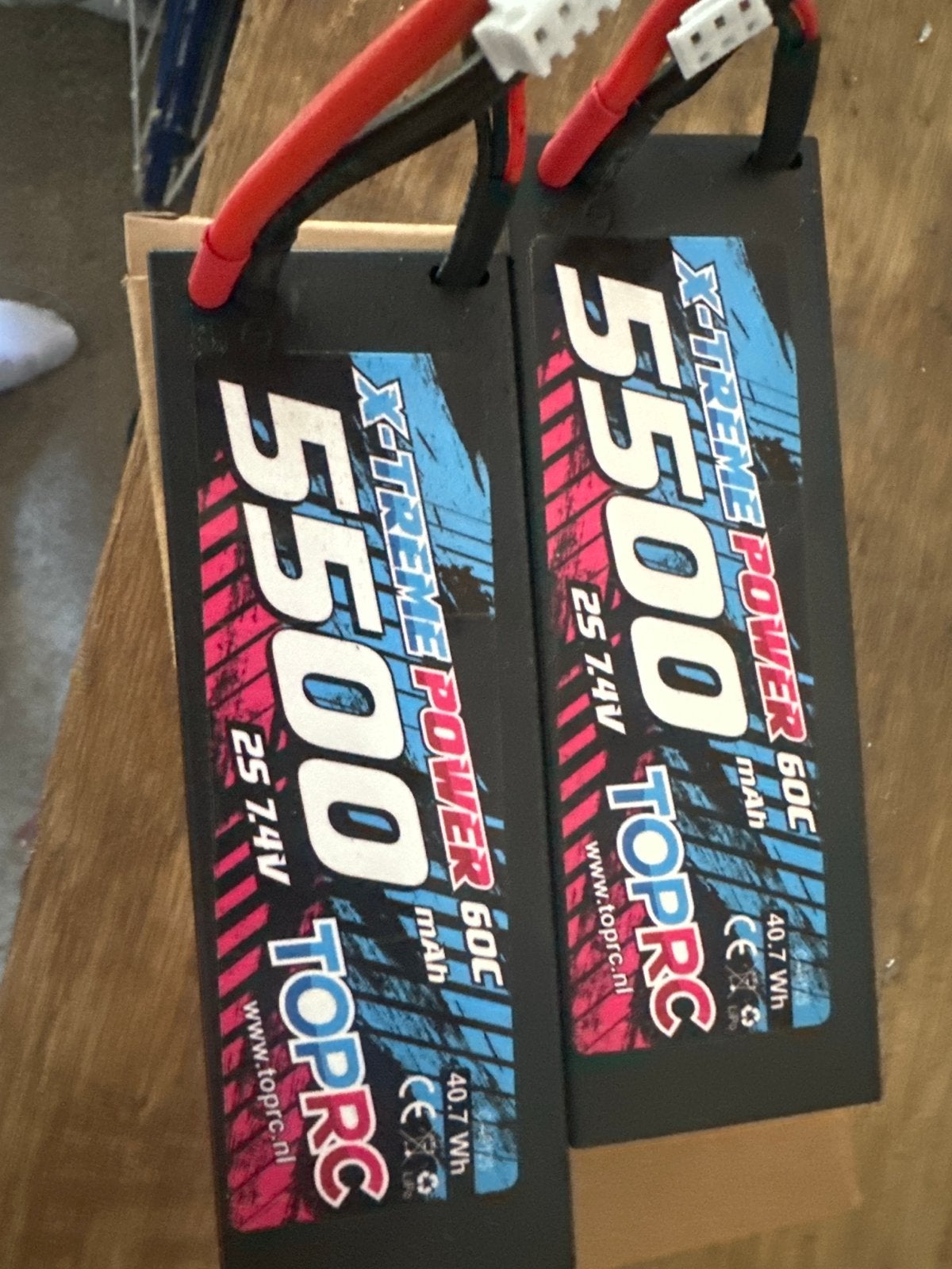 X-TREME POWER 5500 mAh 2S 7.4V LiPo Batterij (2 stuks), Ophalen of Verzenden, Gebruikt, Overige typen, Overige merken