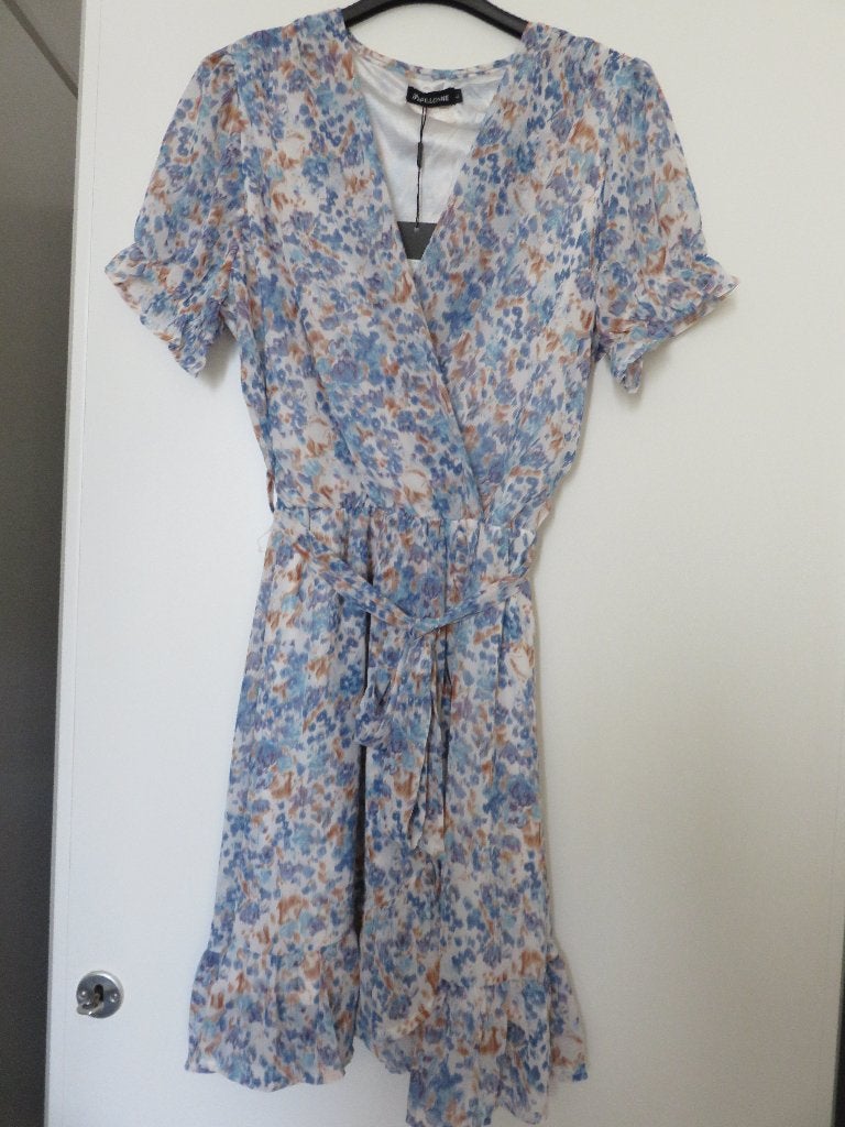 Nieuw PAPILLONNE JURK WIT / BLAUW/ BEIGE 40/42 M/ L NP 49,90, Maat 42/44 (L), Nieuw, Verzenden, Blauw